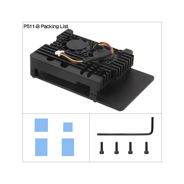 Aluminum Case with Dual PWM Cooling Fan for Raspberry Pi 5