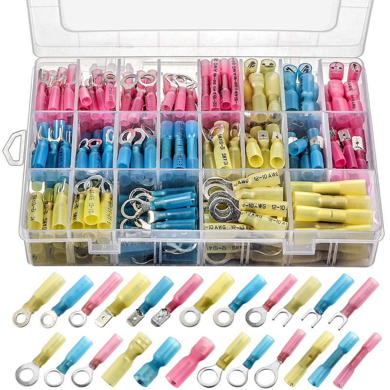 150pcs Heat Shrink Wire Connectors Electrical Terminals Kit Waterproof Ring Set