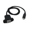 Panel Mount USB Cable - B Female to Micro-B Male