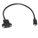 Panel Mount Extension USB Cable - Micro B Male to Micro B Female
