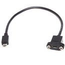 Panel Mount Extension USB Cable - Micro B Male to Micro B Female