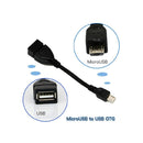 USB OTG Host Cable - MicroB OTG Male to A Female