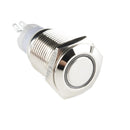 Rugged Metal Pushbutton with White LED Ring - 16mm White Momentary Wholesale
