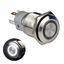 Rugged Metal Pushbutton with White LED Ring - 16mm White Momentary Wholesale