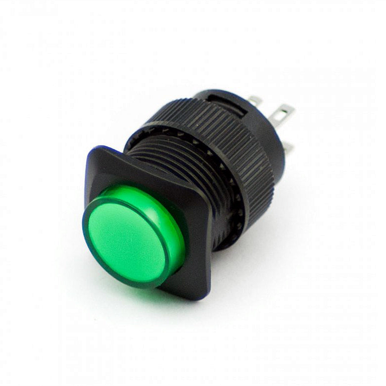 16mm Illuminated Pushbutton - Green Latching On/Off Switch Wholesale