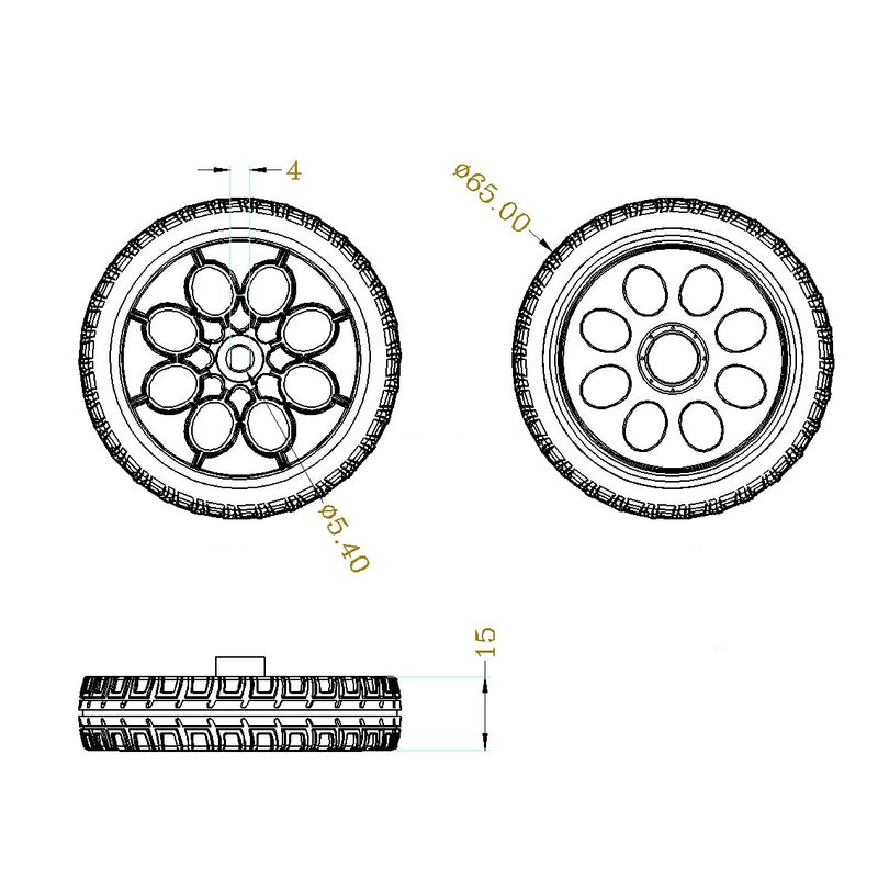 Thin White Wheel for TT DC Gearbox Motors - 65mm Diameter Wholesale