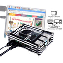 Case with Fan for Raspberry Pi 4B - Black & Clear