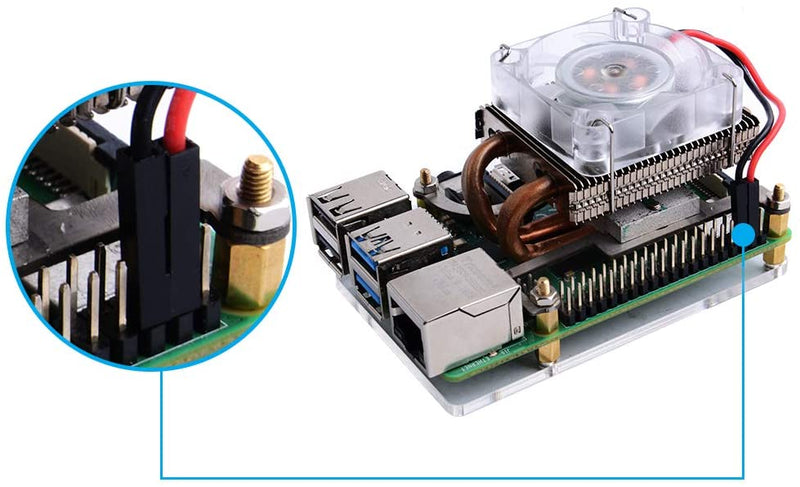 Low-Profile CPU Cooler with RGB Cooling Fan for Raspberry Pi 4