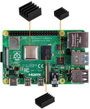 Aluminum Heatsink with Thermal Tape for Raspberry Pi 4 Model B - Black (Set of 3)