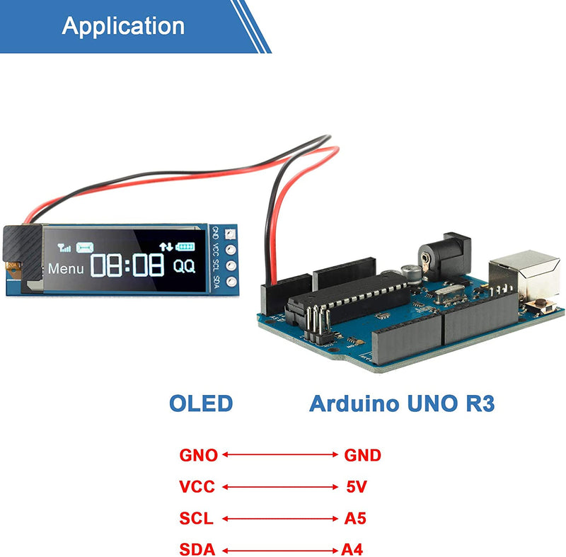 0.91 Inch I2C SSD1306 OLED Display Module DC 3.3V-5V for Ar duino