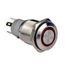Rugged Metal On/Off Switch with Red LED Ring - 16mm Red On&Off Wholesale