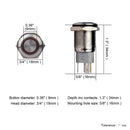 Rugged Metal On/Off Switch with Red LED Ring - 16mm Red On&Off Wholesale