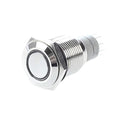 Rugged Metal Pushbutton with White LED Ring - 16mm White Momentary Wholesale