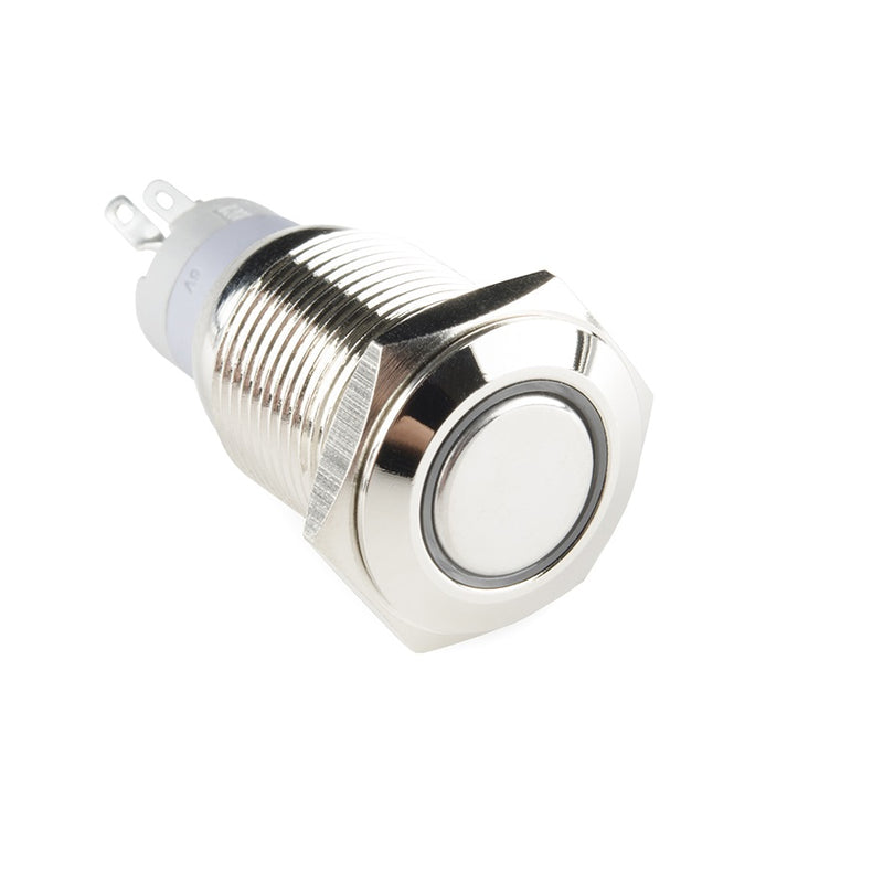 Rugged Metal Pushbutton with White LED Ring - 16mm White Momentary Wholesale