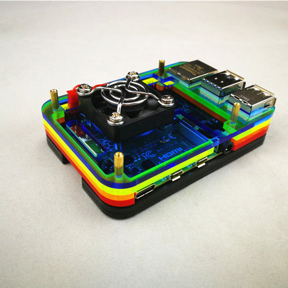 Odseven Raspberry Pi 4 Model B Case with Cooling Fan Mount - Rainbow