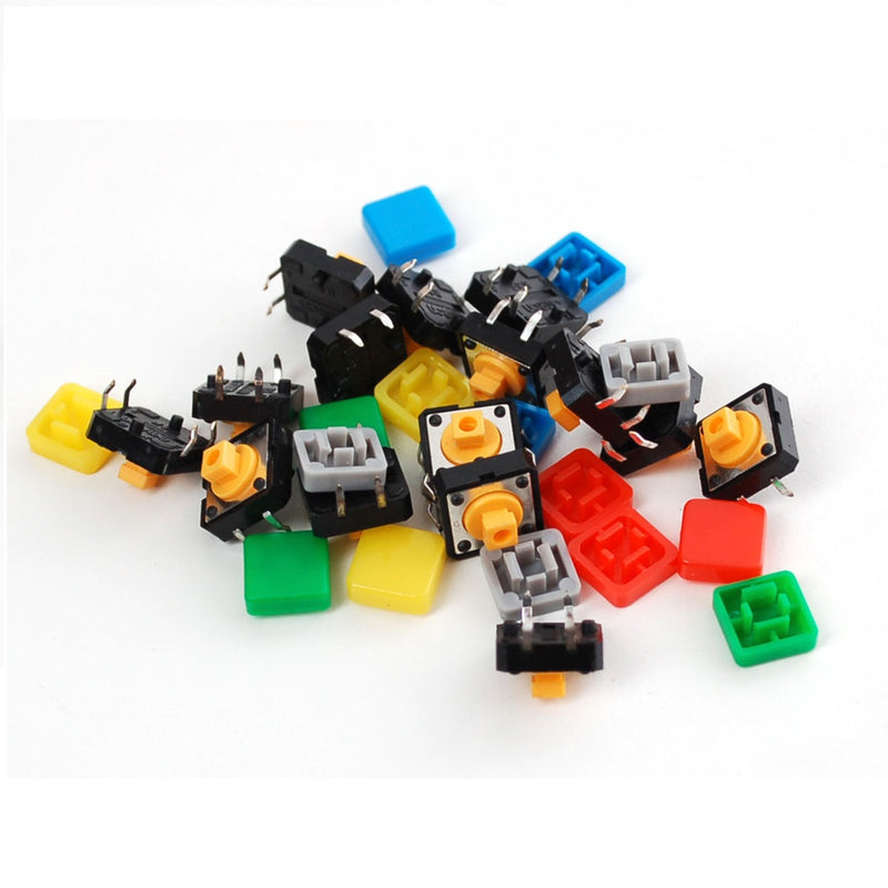 Odseven Colorful Square Tactile Button Switch Assortment - 15 pack