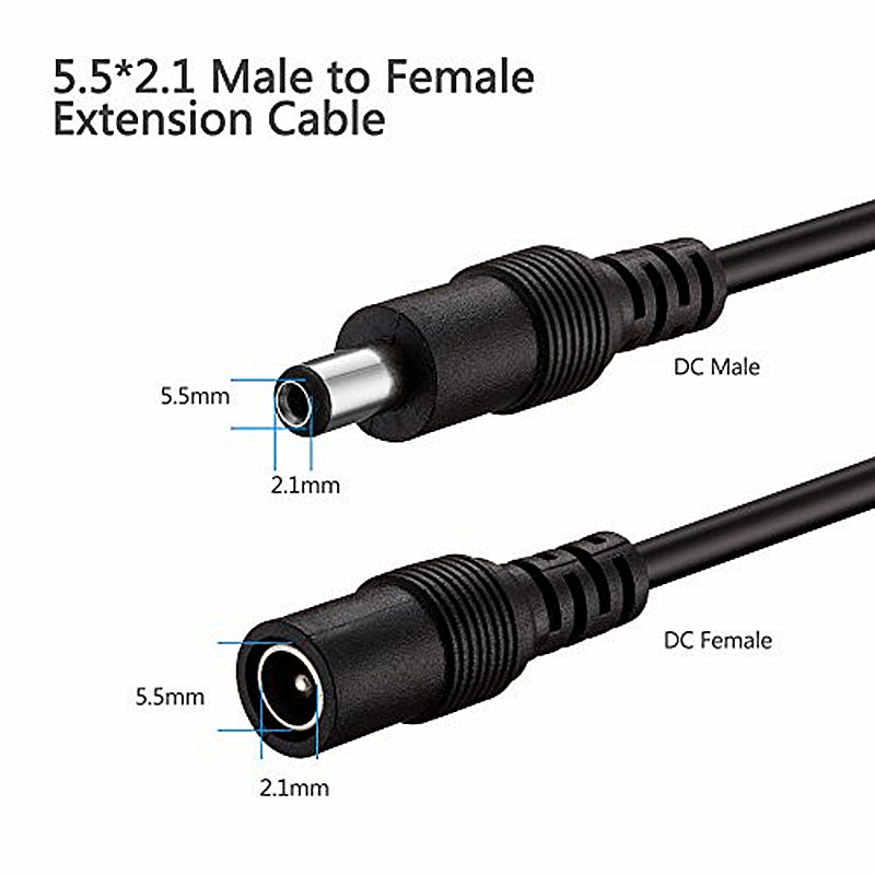 Odseven 2.1 x 5.5mm Female to Male Barrel Jack Extension Cable - 1.5M
