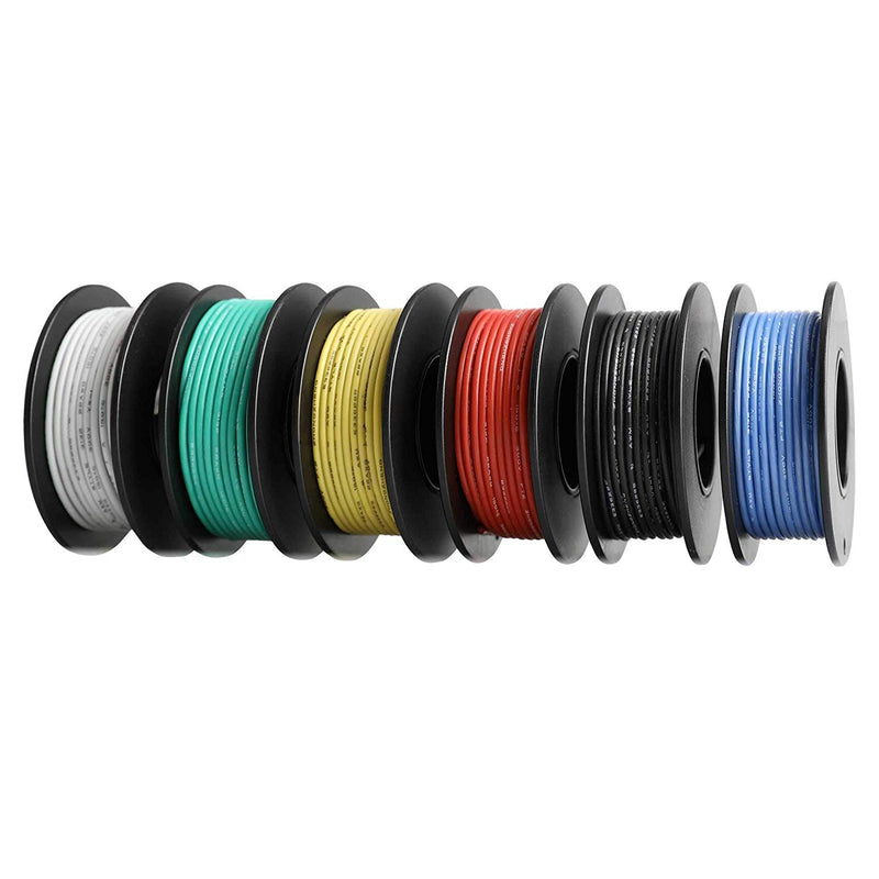 Odseven Hook-up Wire Spool Set - 22AWG Stranded-Core - 6 x 25ft